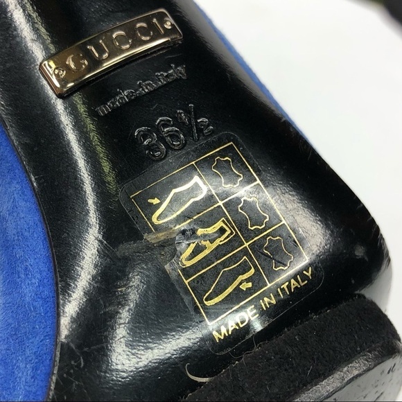 Gucci green blue suede prism heels authentic 36.5 - Picture 3 of 16